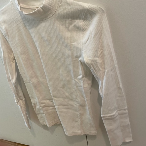 Free People Intimately White Mockneck Long Sleeve Ribbed Shirt - Picture 2 of 4